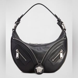 NWOT Versace Medium Medusa Zip Leather Hobo Shoulder Bag